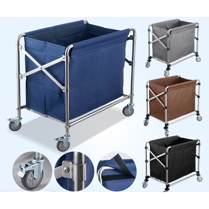 Laundry Trolley Manufacturer - Factory Sale Hospital Hotel Linen Clean Cart Large Capacity Foldable Cleaning Cart