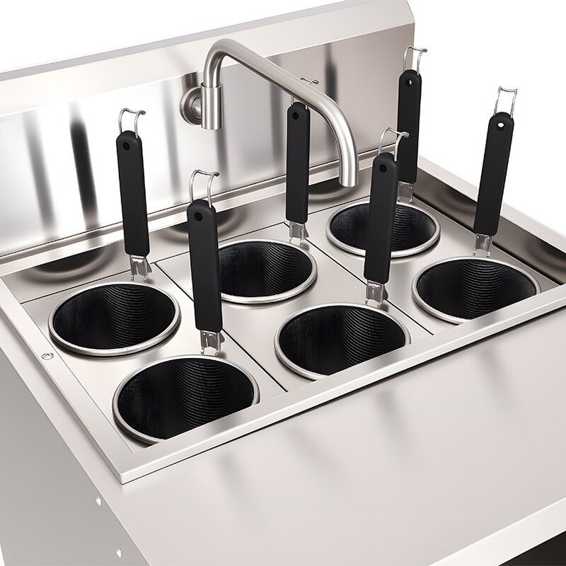 Noodle Pasta Machine Manufacturer - Factory Commercial 6 Holes Basket Cooking Machine Boiler Cooker Table Stainless Steel Cooker