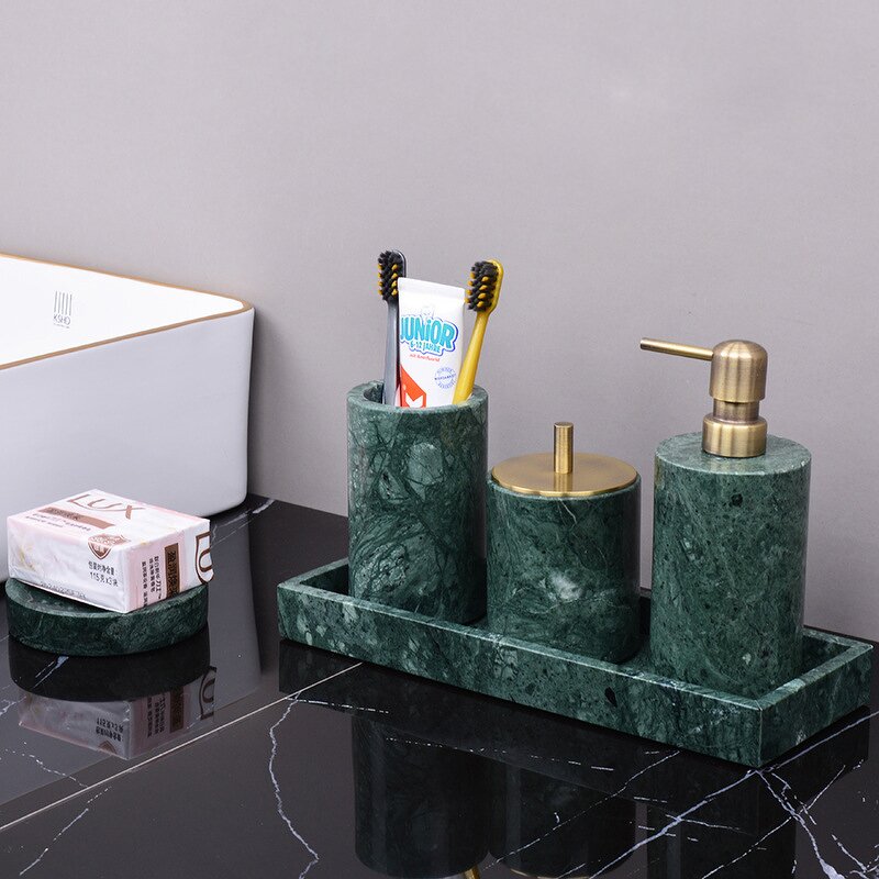 Bathroom Accessories Set Manufacturer - OEM/ODM Marmol China Factory Wholesale Green Marble Stone 100% Natural Hotel