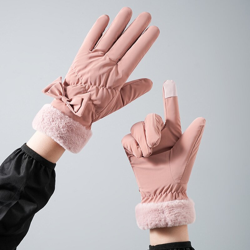 Winter Gloves - Women Plush Thick Windproof for Motorcycle