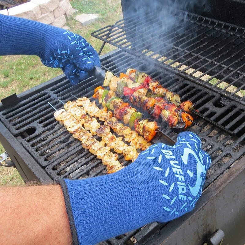 BBQ Gloves - Blue Fire EN407 Certified Heat Resistant