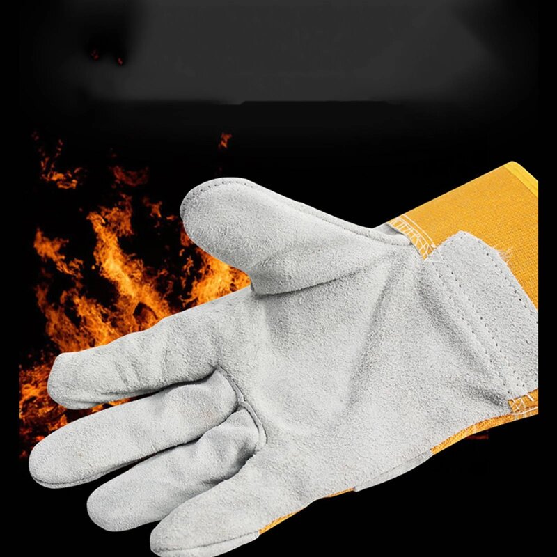 Work Gloves - Cow Split Leather Palm Heat Resistant for Welder