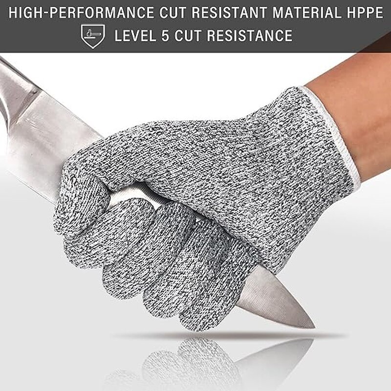 Cut Resistant Gloves - Level 5 Food Grade HPPE Reusable for Kitchen