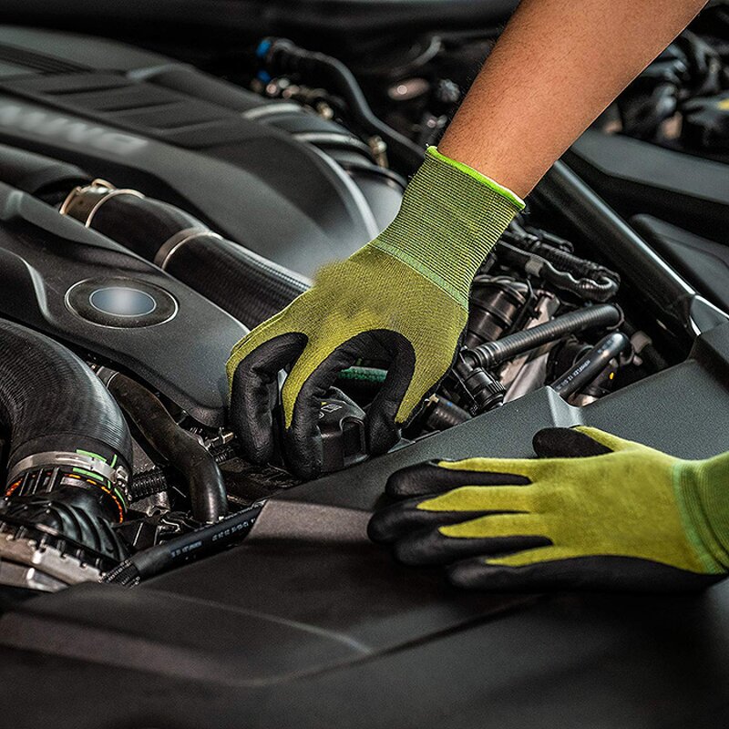 Safety Gloves - 13G Bamboo Liner Nitrile Palm Coated for Garden