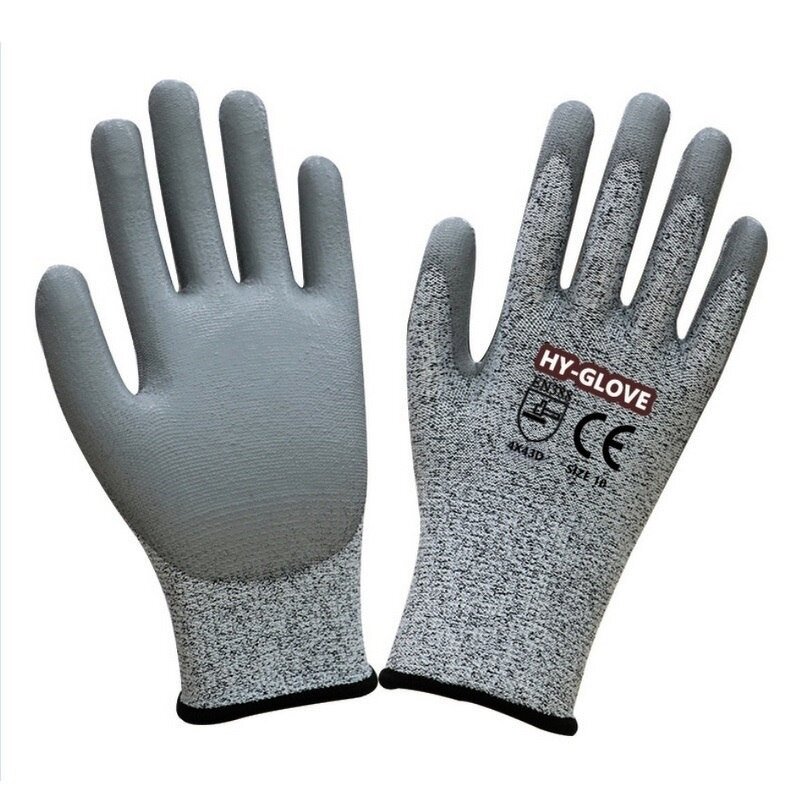 Cut Resistant Gloves - EN388 4X43D HPPE PU Coated for Glass Handling