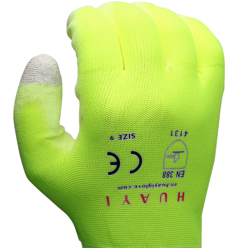 Safety Gloves - Fluorescent Polyester PU Palm Copper Fiber Anti Static