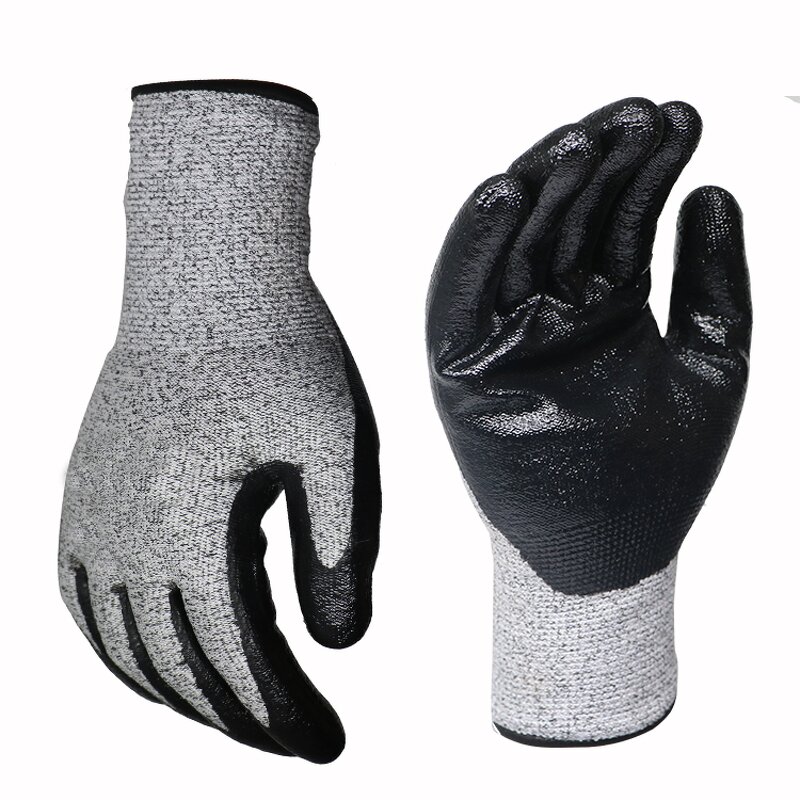Cut Resistant Gloves - HPPE Knitted EN388 Level 5 Sandy Nitrile