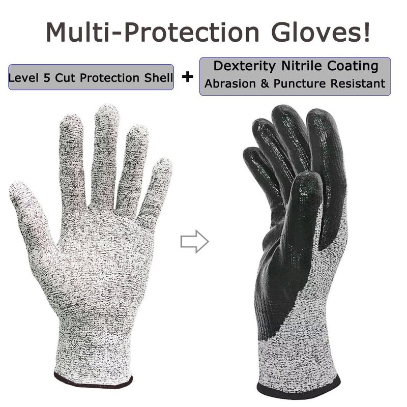 Cut Resistant Gloves - HPPE Knitted EN388 Level 5 Sandy Nitrile