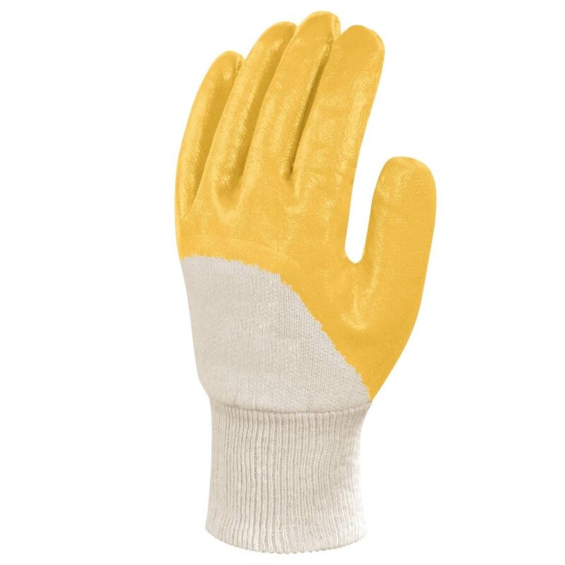 Nitrile Coated Gloves - Lightweight Yellow 3/4 Coating Oil Resistant
