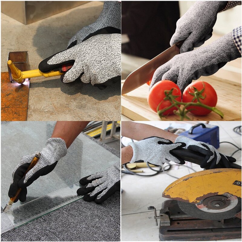 Cut Resistant Gloves - HPPE Nitrile Coated Level 5 for Construction