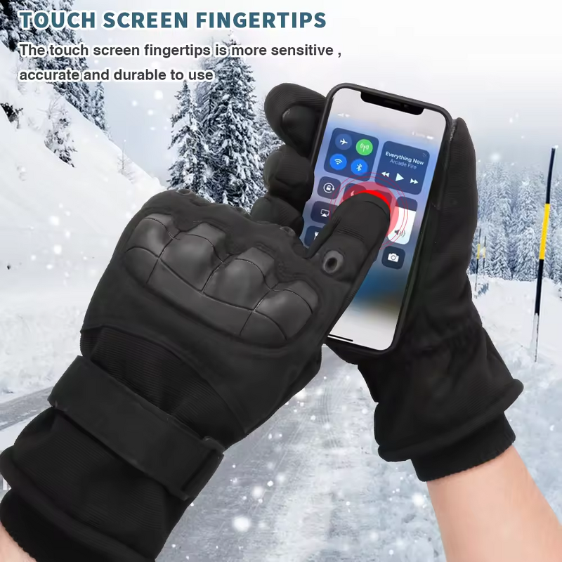 Winter Gloves - Touchscreen Leather Motorcycle Anti Cut
