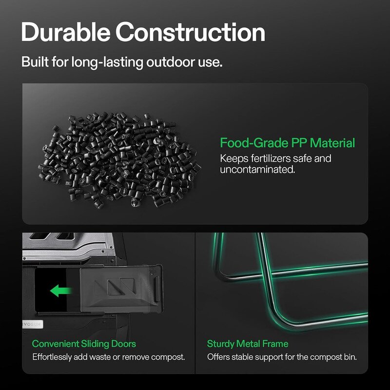 Compost Tumbler - 160L Dual Chamber for Garden & Yard