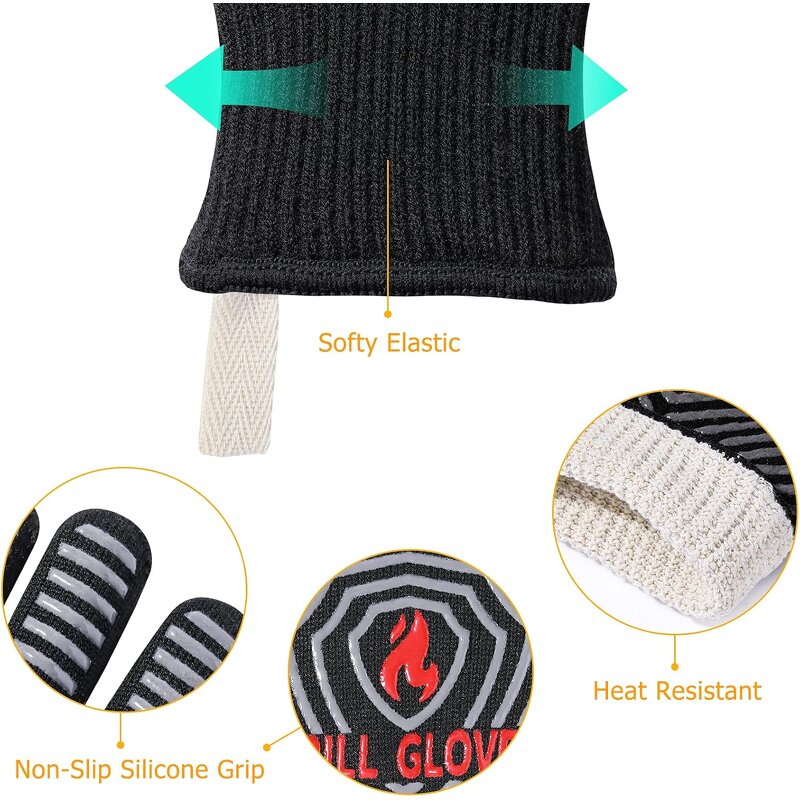 Oven Mitts - 1472℉ Heat Protection Non-Slip for Kitchen