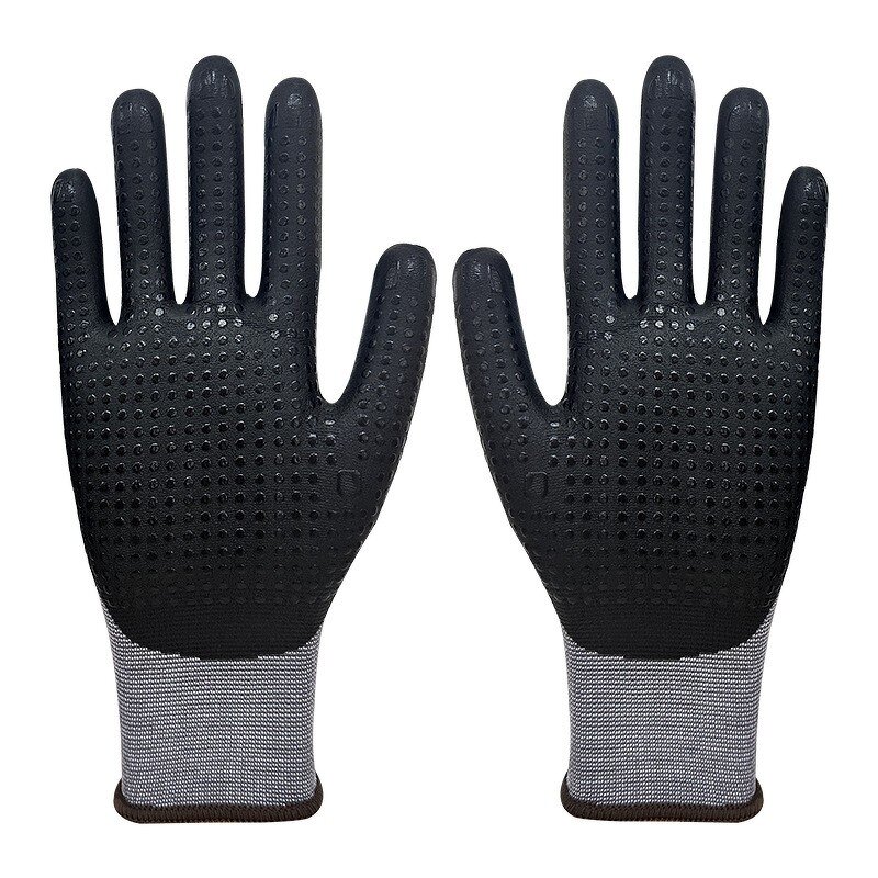 Work Gloves - 15G Nylon Spandex Micro Foam Nitrile Palm Dotted