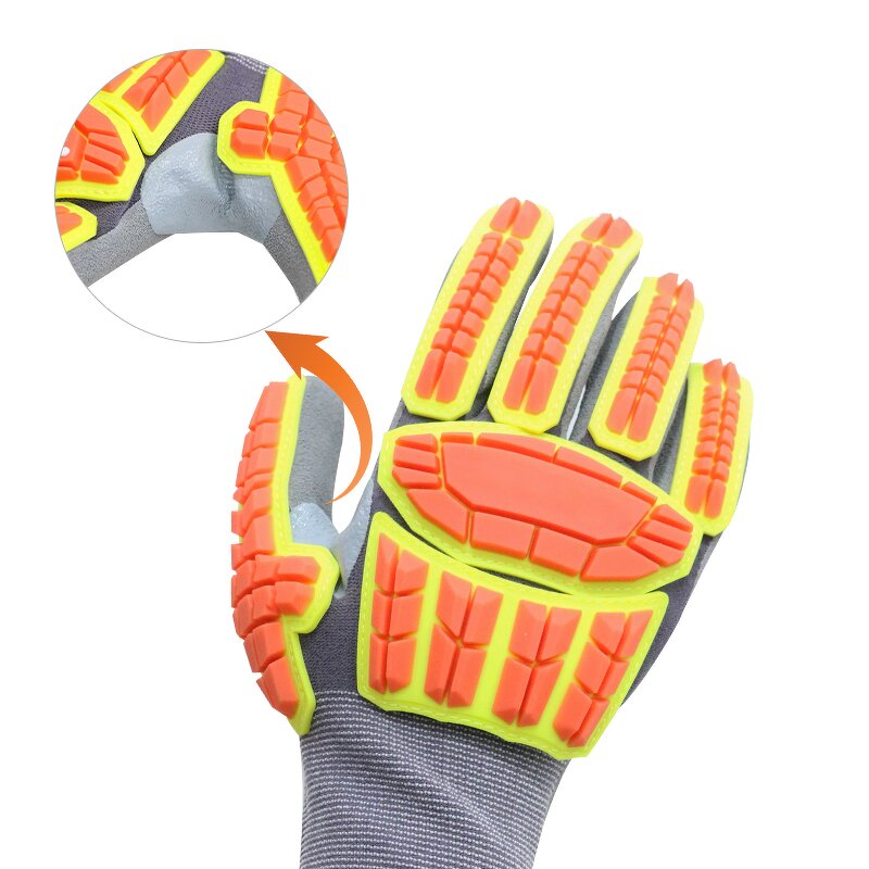 Work Gloves - 15G Nylon Spandex Sandy Nitrile TPR for Machinist