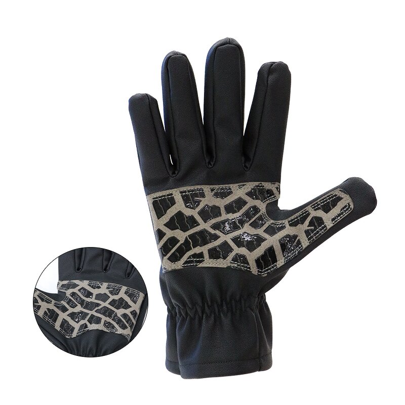 Leather Gloves - Men Work Waterproof Anti Slip for Motorcycle