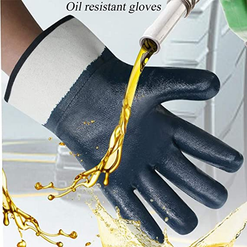 Nitrile Gloves - Custom Industrial Oil Water Proof for Construction