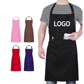 Kitchen Apron - Custom Logo Black White Pink for Chef