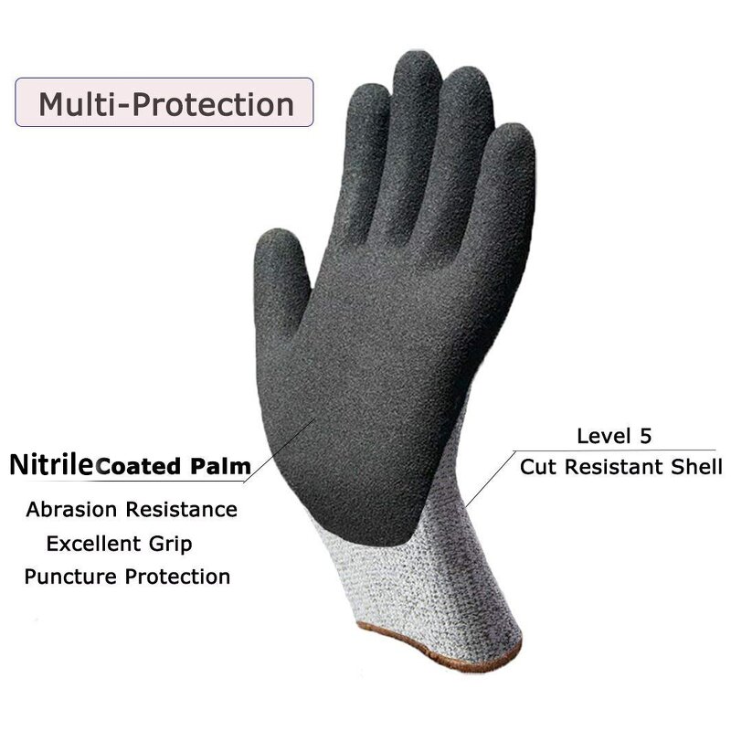 Cut Resistant Gloves - EN388 4343D Level 5 13G HPPE Knitted