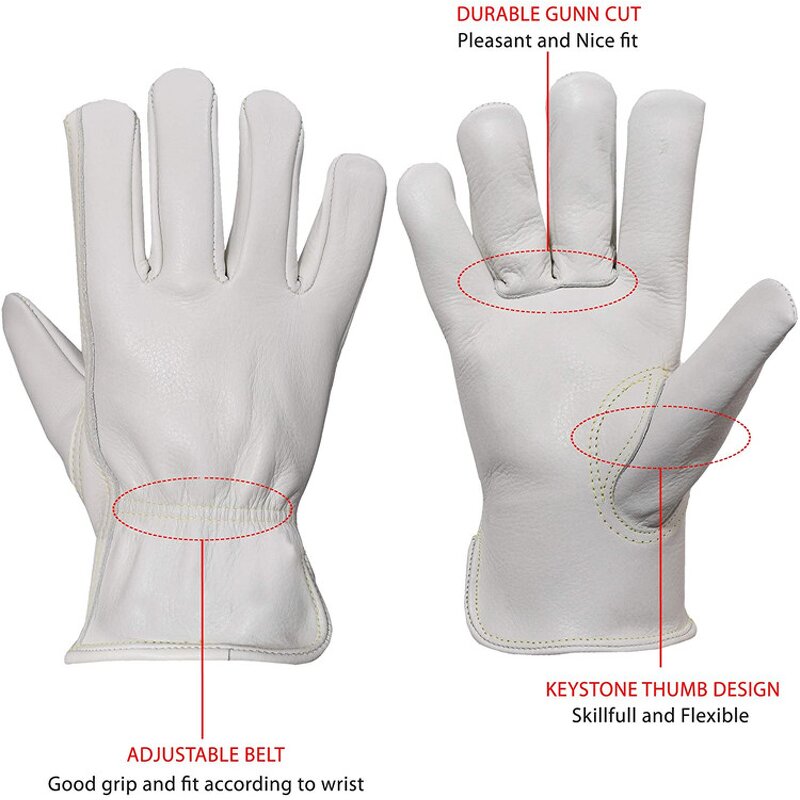 Driver Gloves - Heavy Duty Cow Grain Leather for Industrial