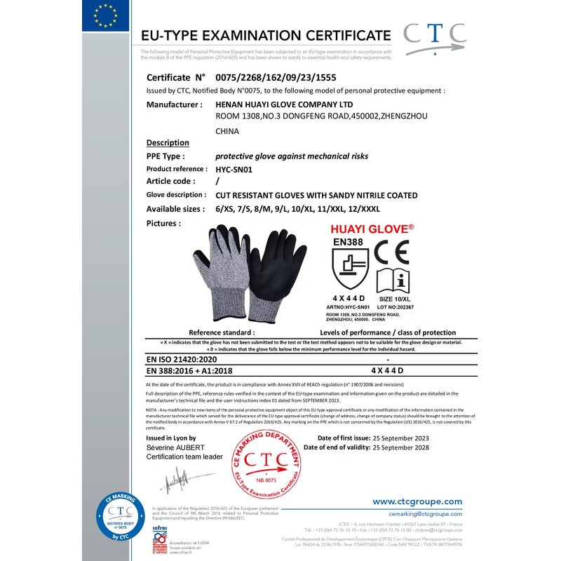 Cut Resistant Gloves - ANSI Level 5 HPPE Seamless Nitrile Grip