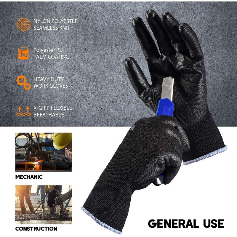 Nitrile Coated Gloves - Durable PU Anti-Slip for Garden Work