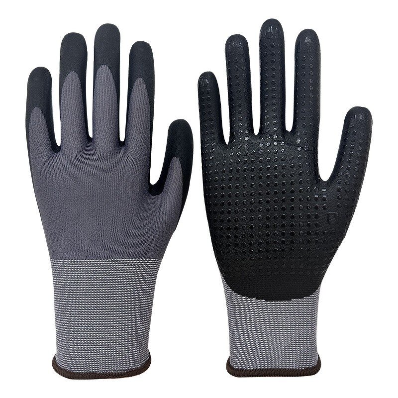 Work Gloves - 15G Nylon Spandex Micro Foam Nitrile Palm Dotted