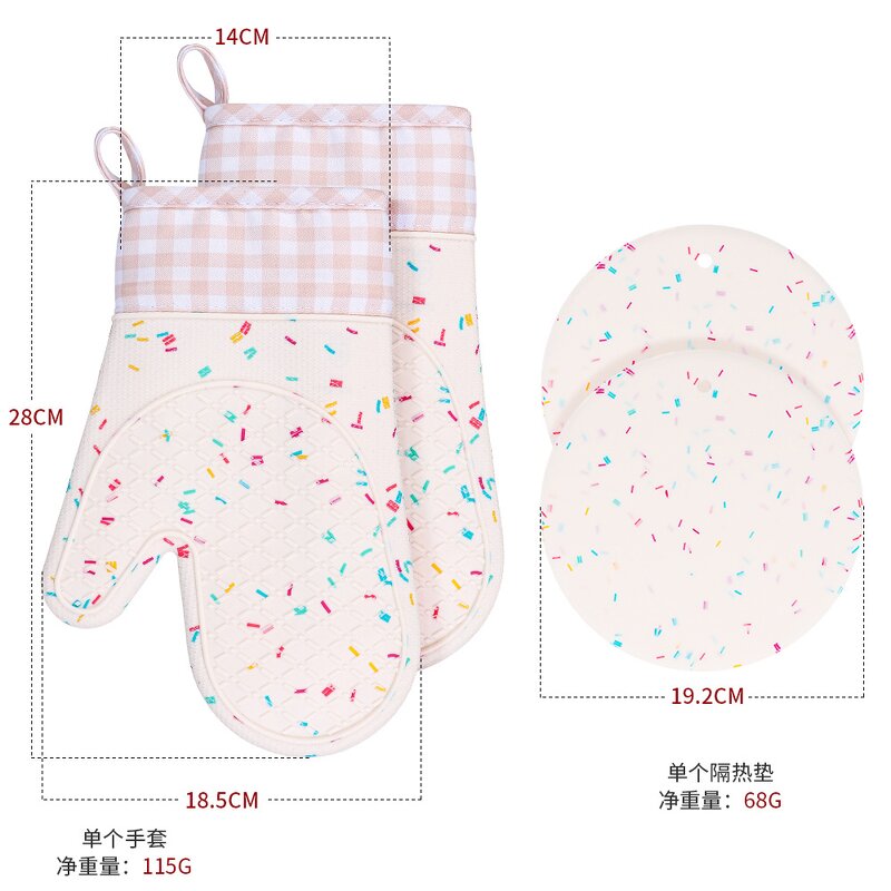 Oven Mitt Set - Professional Heat Resistant Silicone with Holder