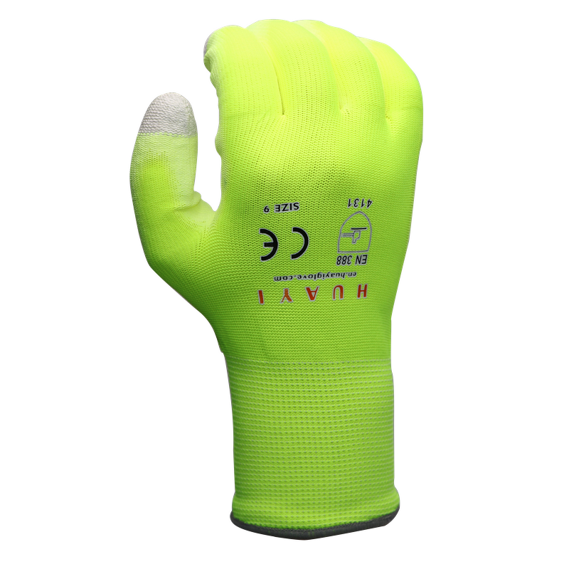 Safety Gloves - Fluorescent Polyester PU Palm Copper Fiber Anti Static