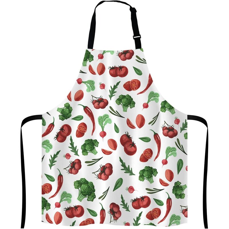 Bib Apron - Flower Pattern Adjustable with Pocket for Women