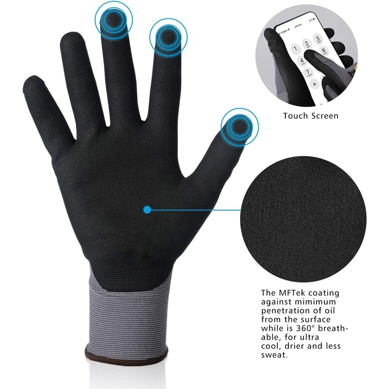 Nitrile Coated Gloves - Micro Foam Nylon for Construction