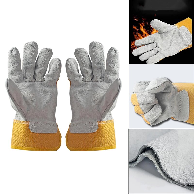 Work Gloves - Cow Split Leather Palm Heat Resistant for Welder