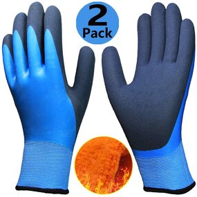 Winter Gloves - Fleece Lined Latex Coated Waterproof for Freezer