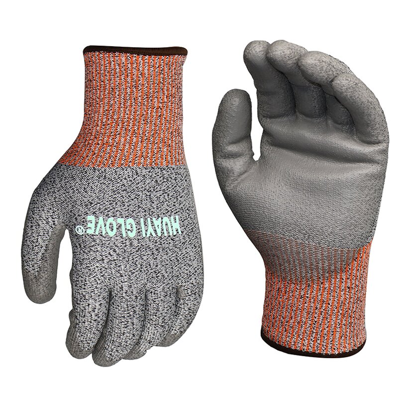 Cut Resistant Gloves - Level 5 HPPE PU Coated for Construction