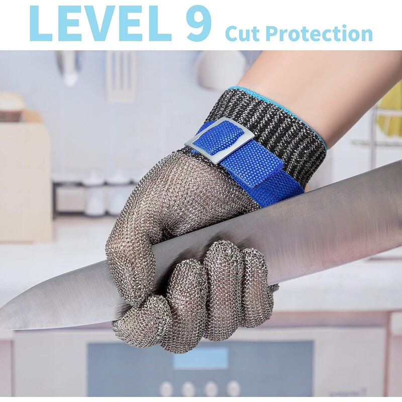 Chainmail Gloves - ANSI A9 316L Stainless Steel for Kitchen Butcher