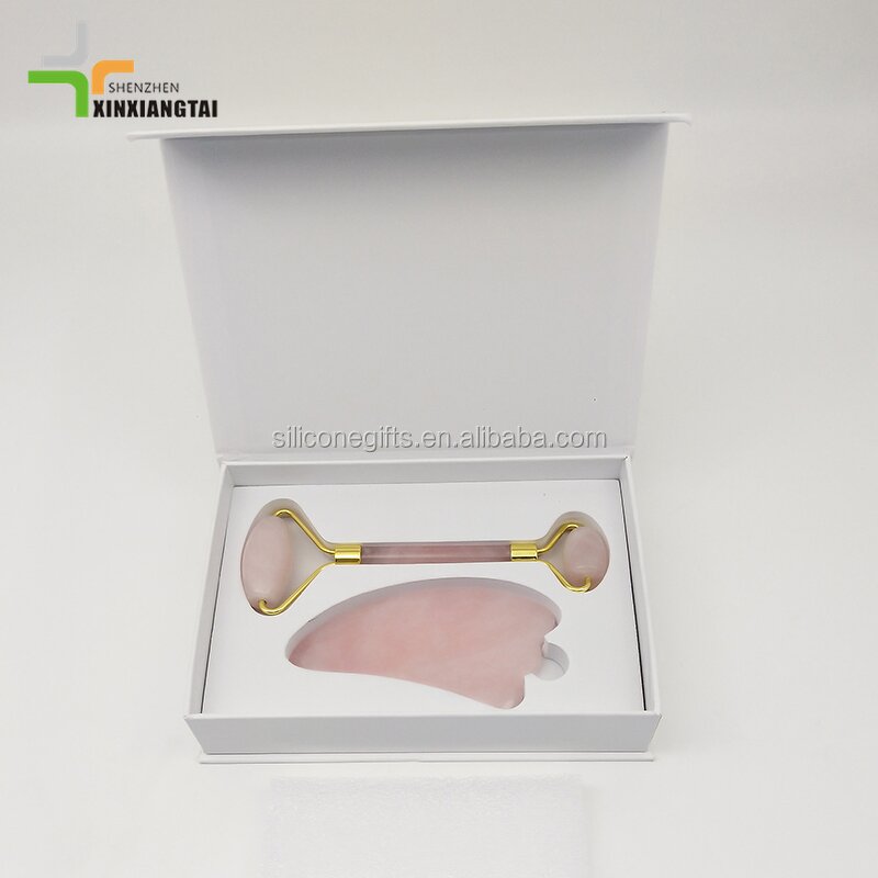 Rose Quartz Roller Manufacturer - Gua Sha Beauty Massage Set with Jade