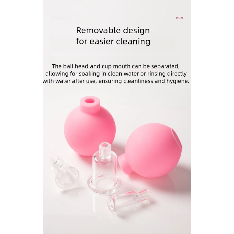 Vacuum Cupping Glass Supplier - Rubber Suction Bulb Set Pink with Box