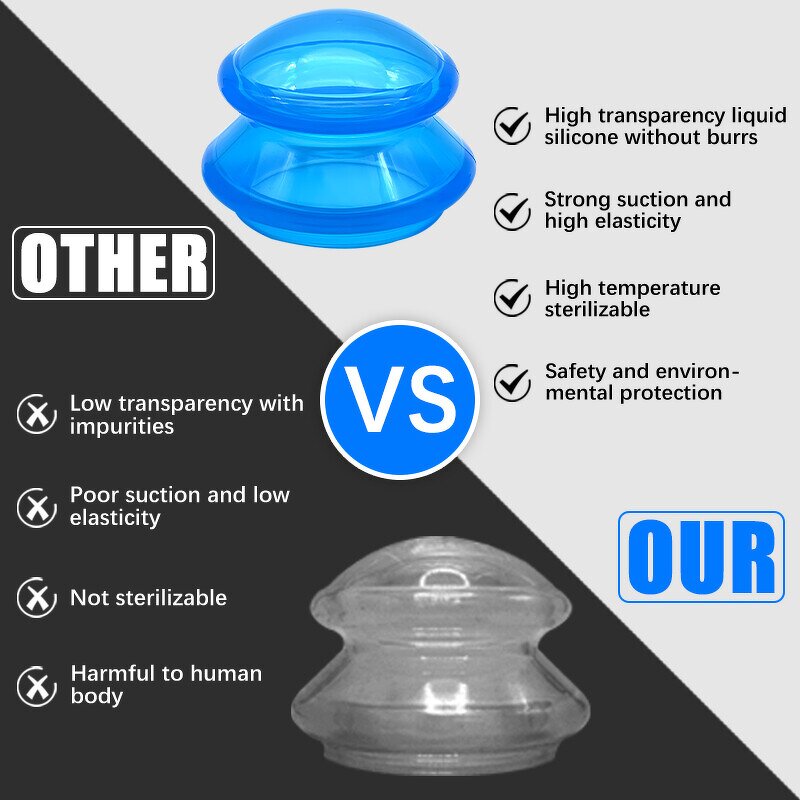Cupping Therapy Set Supplier - 4 Sizes Silicone for Cellulite Joint Pain