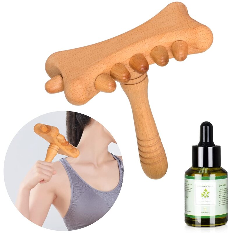 Wooden Massage Tool Supplier - Pink Wood Therapy Set for Body Neck