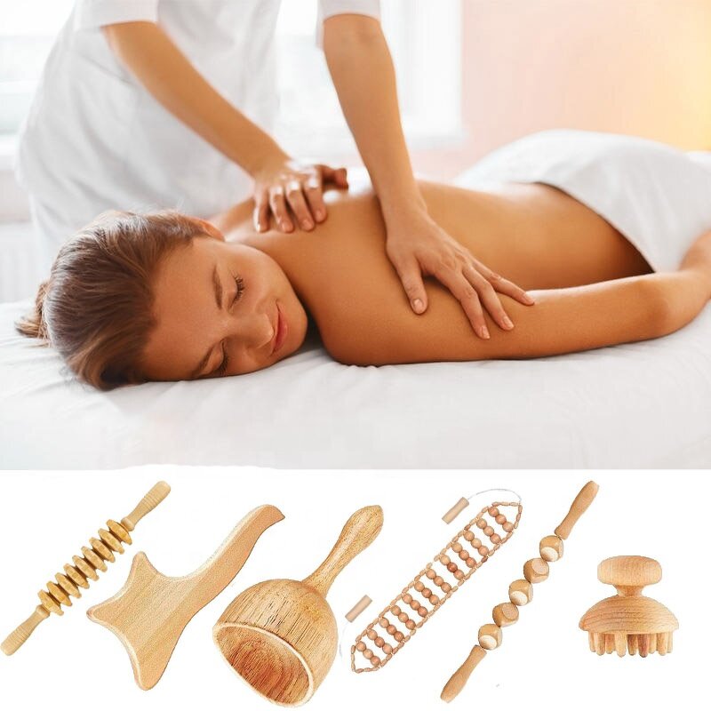 Wooden Scalp Massager Manufacturer - 6 in 1 Wood Therapy Roller Tool