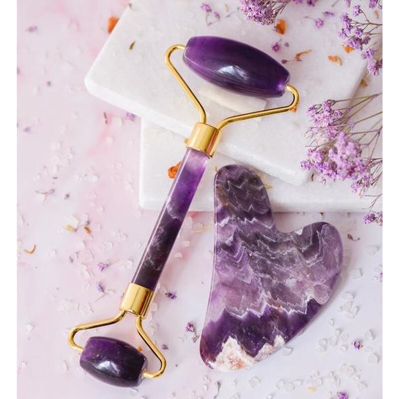 Rose Quartz Roller Manufacturer - Gua Sha Beauty Massage Set with Jade