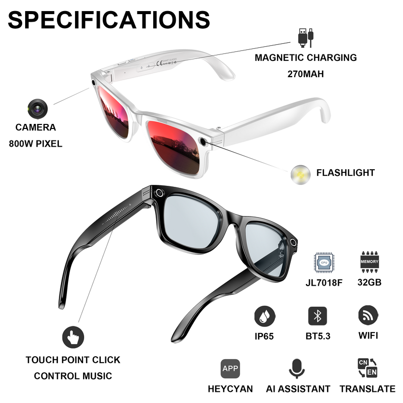 W610 Smart Glasses Manufacturer - Camera BT AR Sunscreen