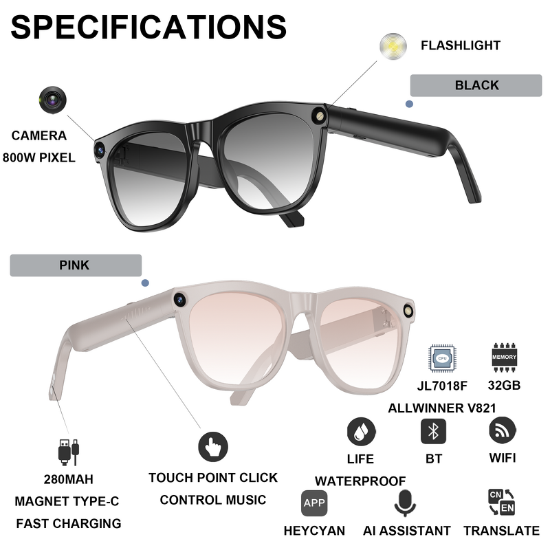 AG08 Smart Glasses Manufacturer - Camera Translator AI