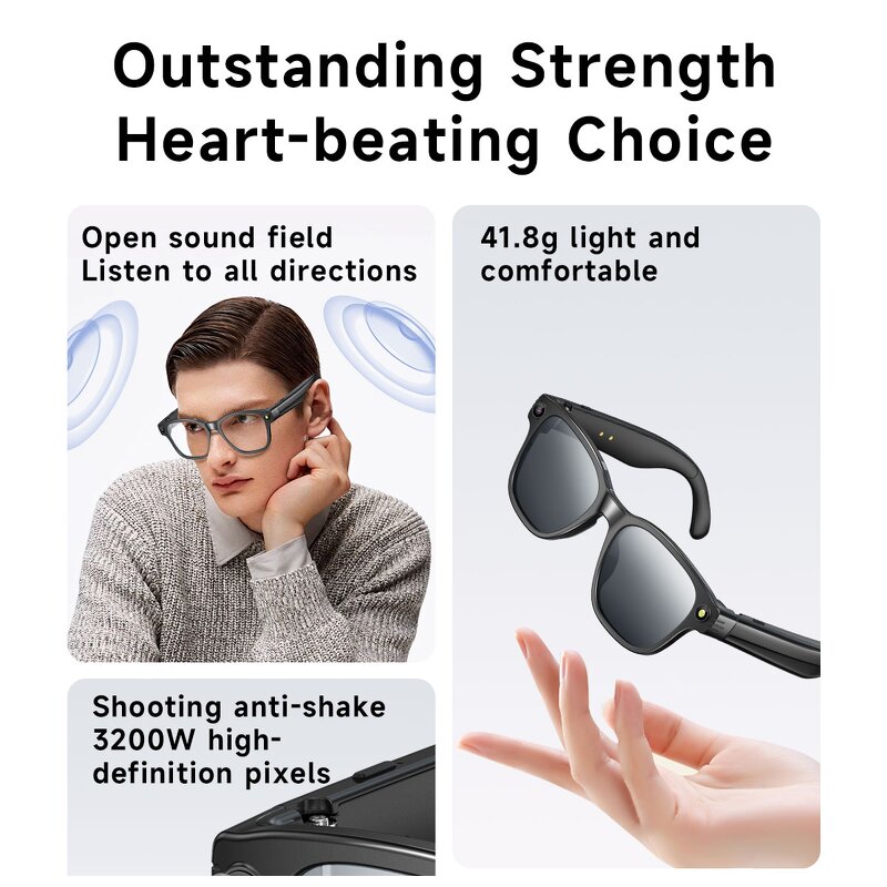 Smart Glasses Supplier - AI Camera 8MP Translation Sunglasses