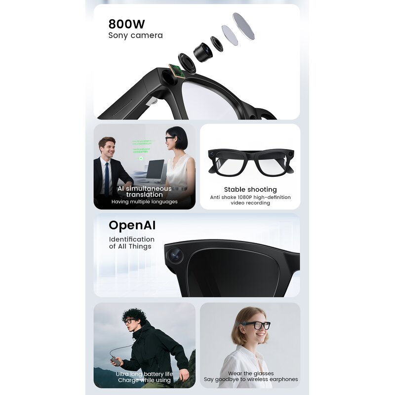 Smart Glasses Manufacturer - M02 Smart Glasses AI Translation 8MP