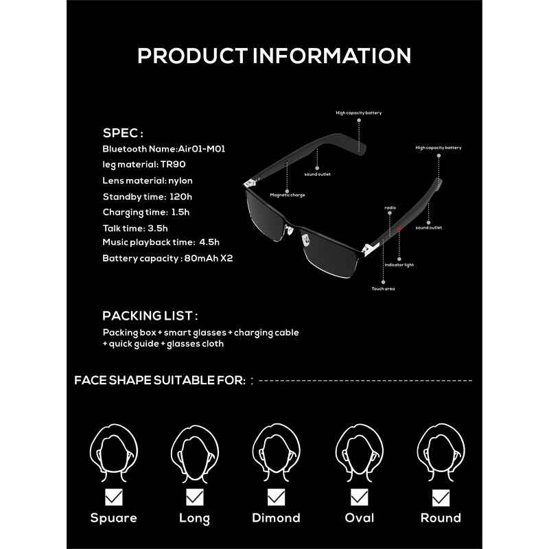Smart Glasses Manufacturer - Lightweight Bluetooth Wireless Wearable