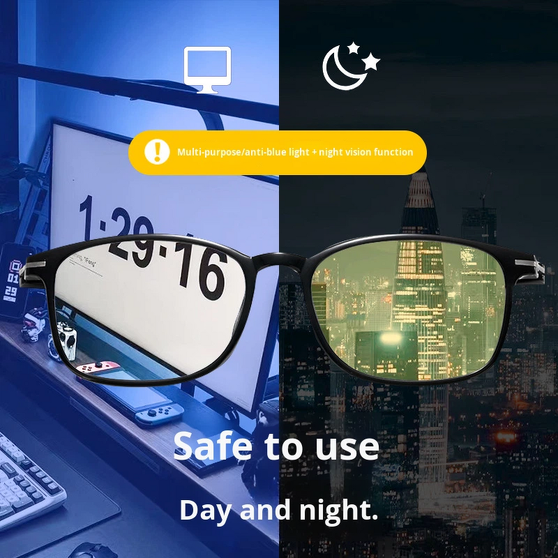 Night Vision Sunglasses Manufacturer - Square Anti-Blue Light