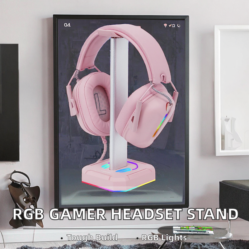 Headphone Stand Manufacturer - RGB Gamer Hanger with Hub Mounts