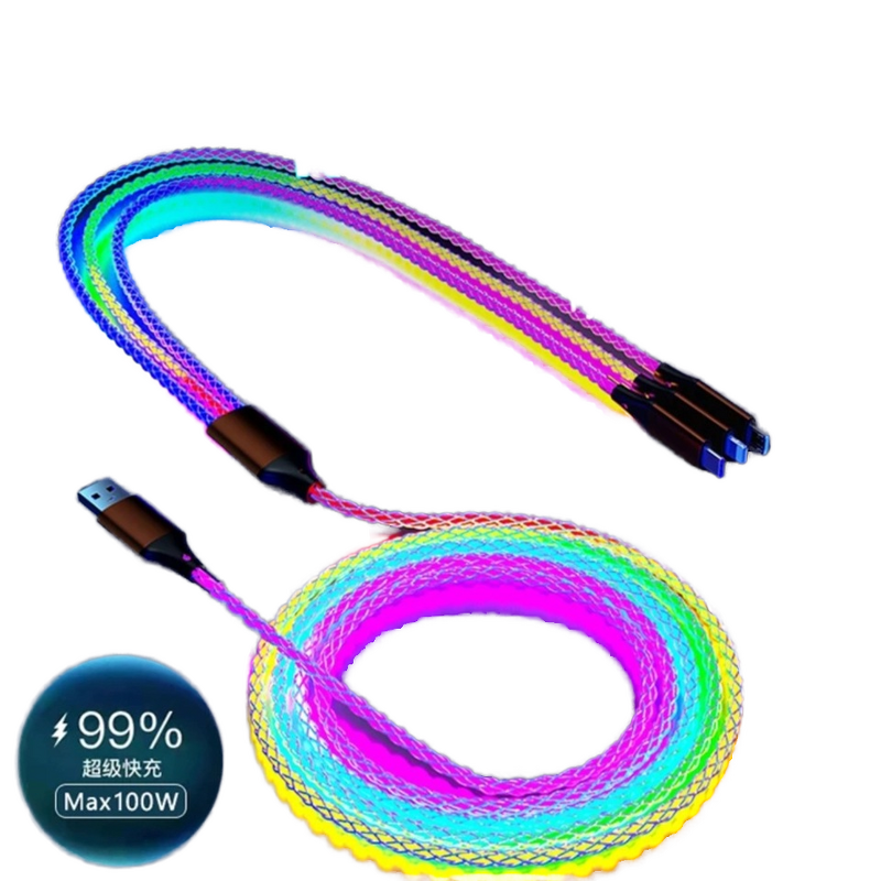Data Cable Supplier - RGB 3-in-1 LED Light 6A Type-C
