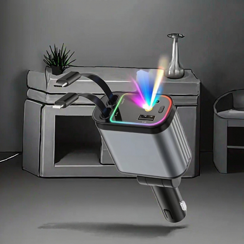 Car Charger Manufacturer - 4 in 1 Retractable 66W PD Fast